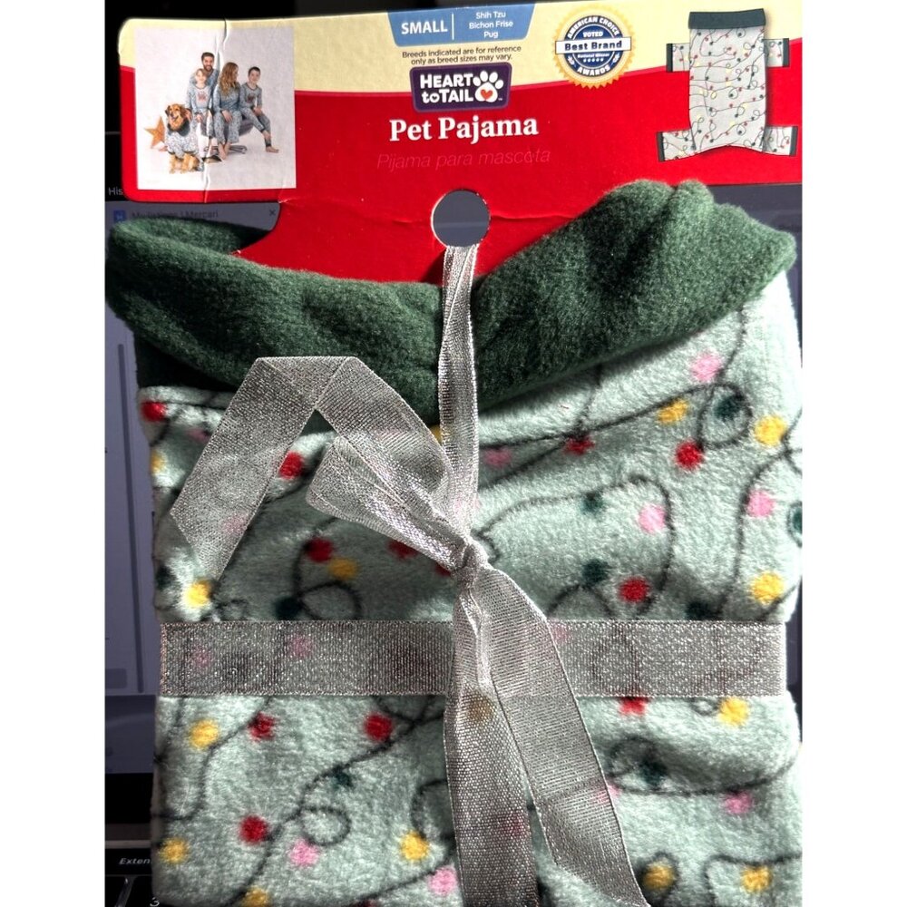 Heart To Tail Pet Pajama Christmas Small Shih Tzu Pug Soft Fleece PJs